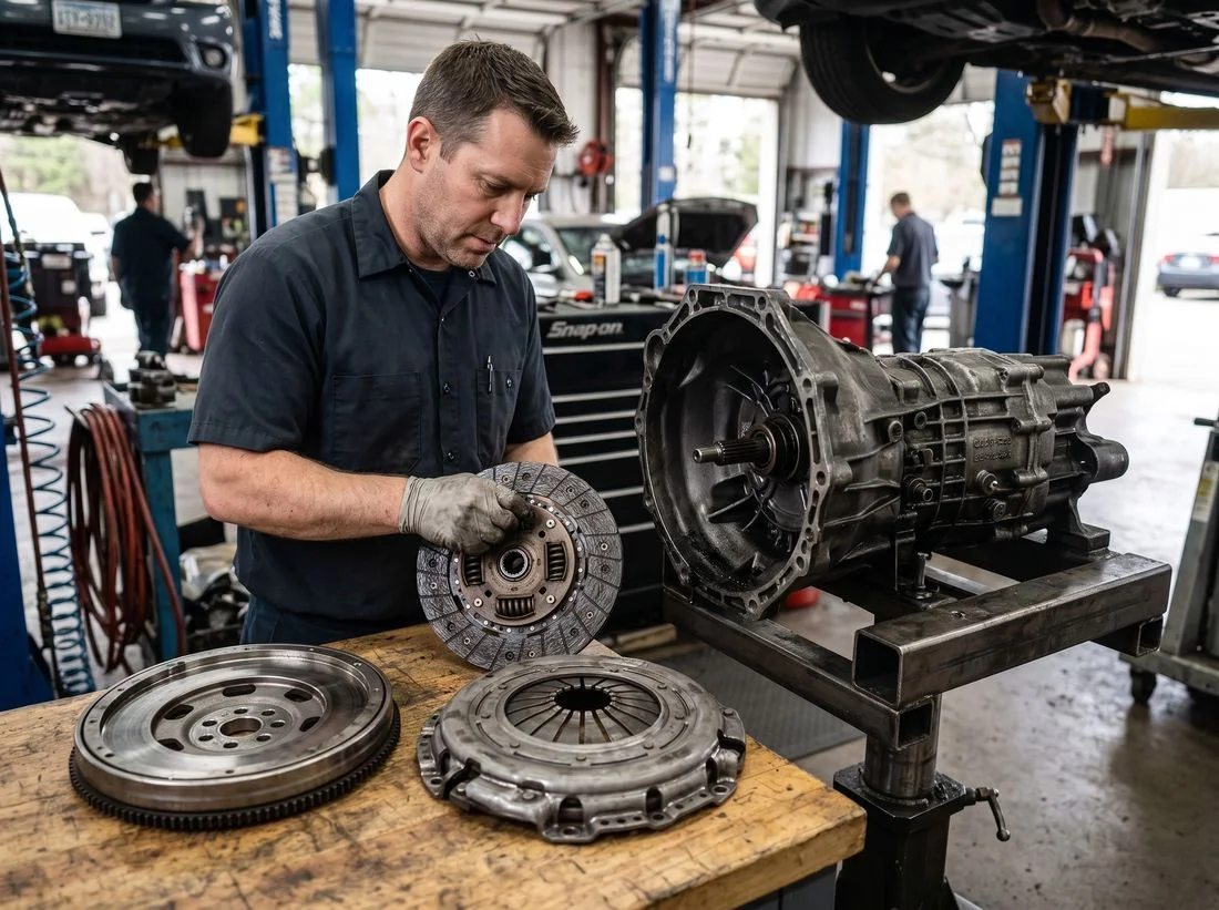 Transmisión manual en proceso de reparación